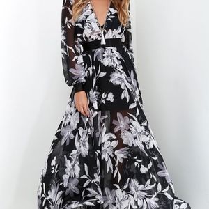 LULUS NEVER WORN FLORAL PRINT MAXI DRESS XS